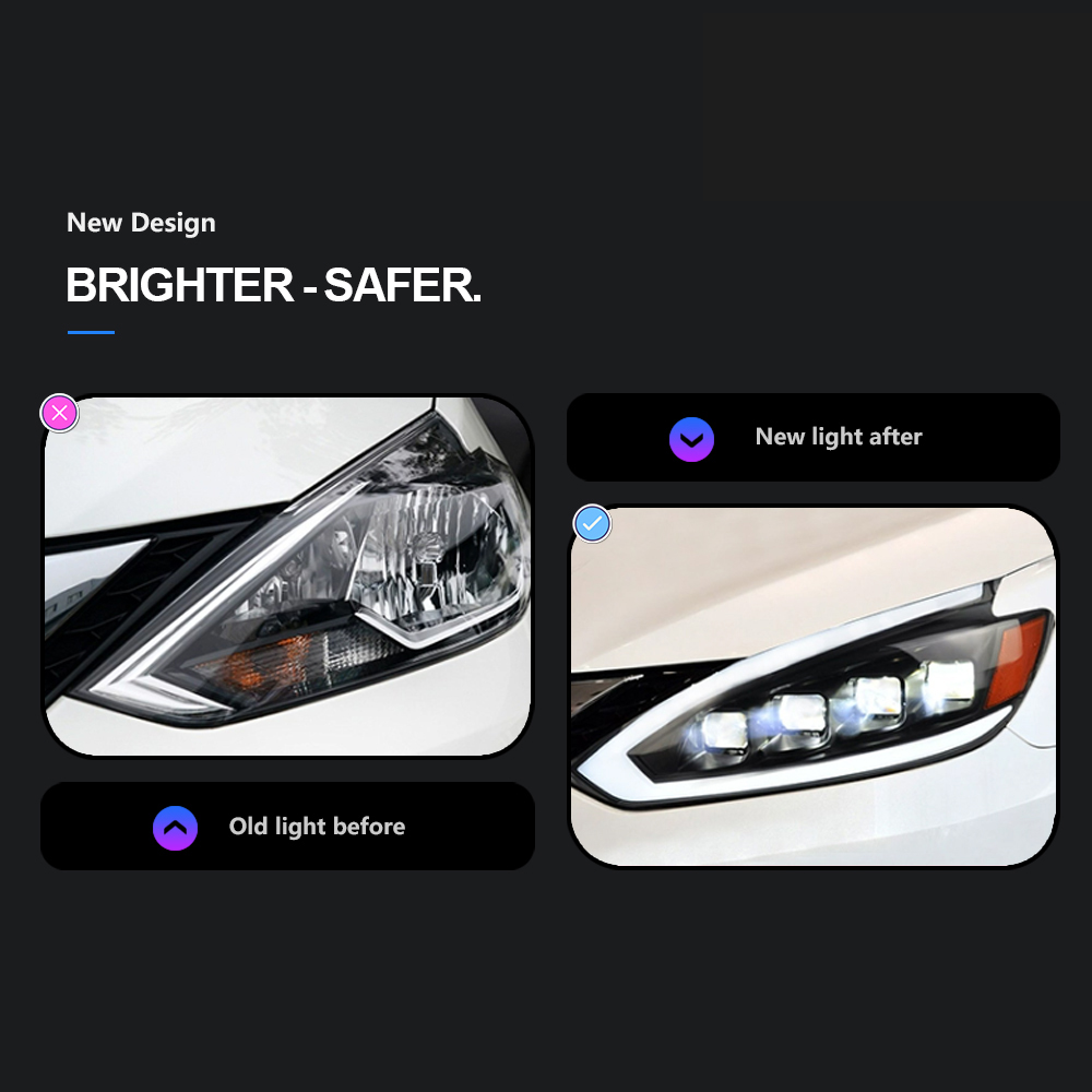 Front Lamp Daytime Running Light Streamer Turn Signal For Nissan Sylphy LED Headlight 16-19 Sentra High Beam Angel Eye Projector Lens