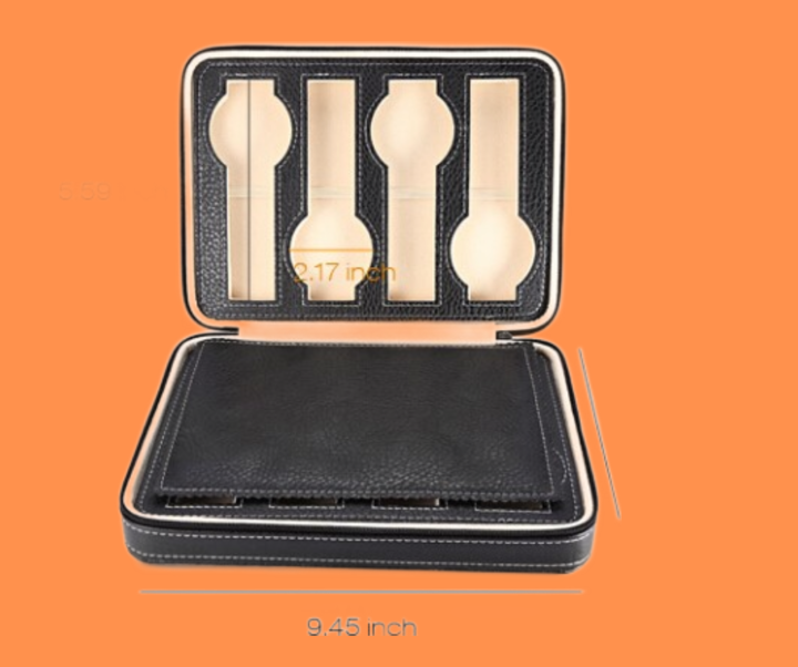 8 Grids PU Leather Watch Box Storage Showing Watches Display Storage Box Case Tray Zippere Travel Jewelry Watch Collector Case
