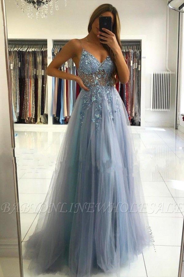 Stunning Pink Chamapgne Blue Prom Dresses A E Spahgetti Straps Split Evening Gowns With Beads Sequins Backless Party Vestidos Bc5488 6660311