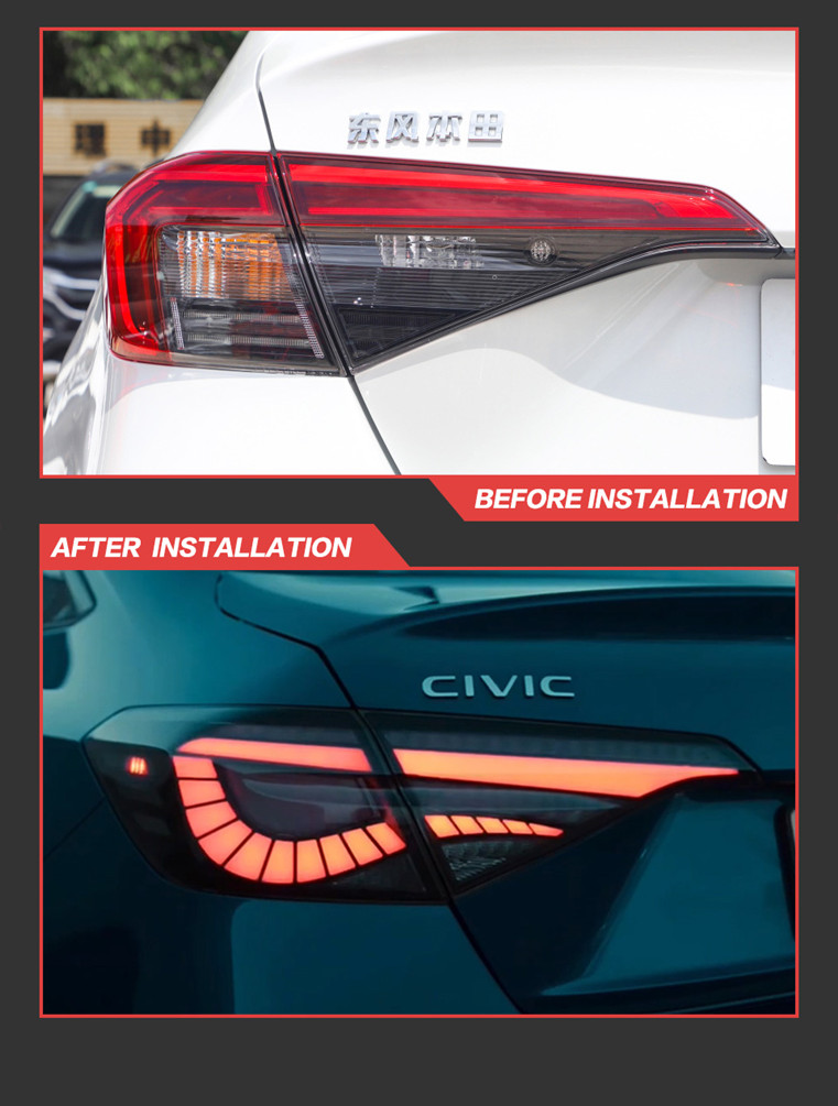LED Turn Signal Tail Lamp for Honda Civic X G11 Car Taillight 2021-2022 Rear Brake Reverse Light Automotive Accessories
