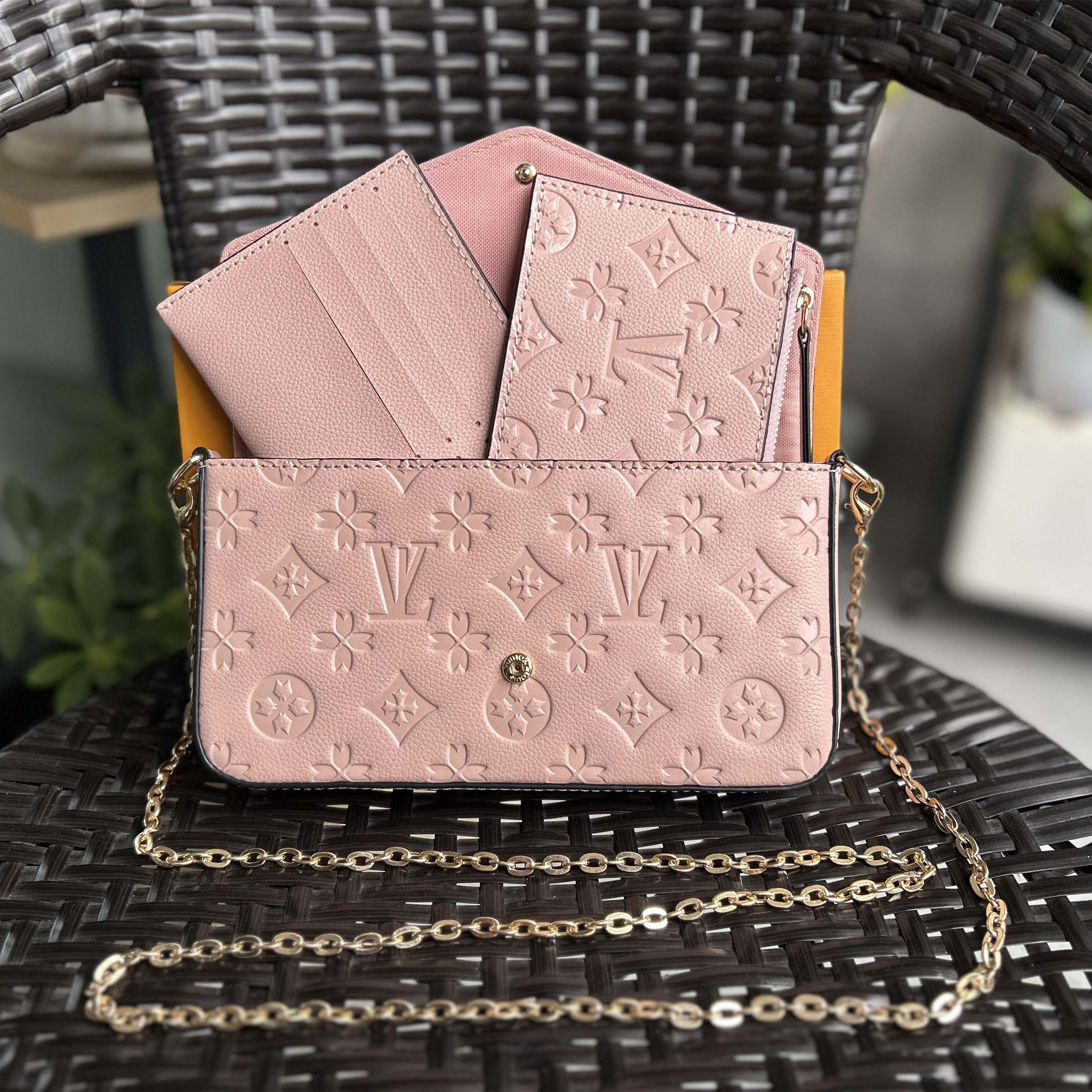 Luxurys Designers Bags 3pcs/set accessories women Crossbody Leather Purse Messenger Handbags Flowers shoulder lady Leather with box 61276