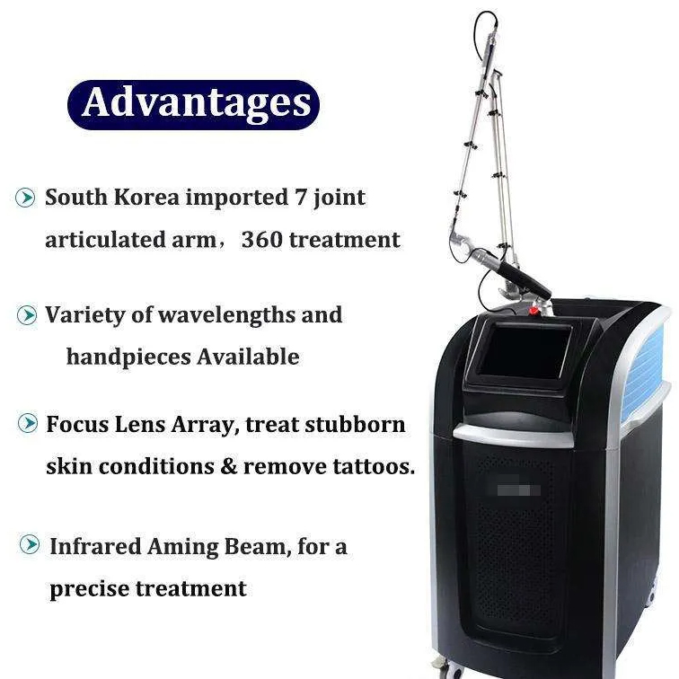 2024 New Model Nd Yag Picosecond Laser Fast Painless Tattoo Removal Mole Spot Elimination Super Picolaser Skin Whitening Carbon Peel Salon