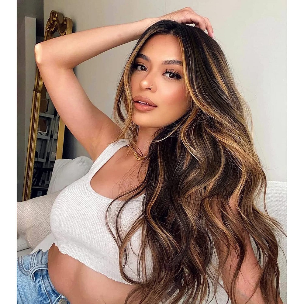Long Deep Wave Full Lace Front Wigs Human Hair Curly Female Synthetic Women Hair Lace Wigs Fast Shipping