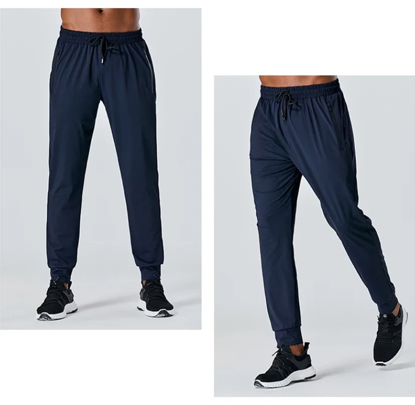 Men Jogger Long Sport Yoga Outfit Gym Zipper Pockets Sweatpants Jogging Pants Mens Casual Elastic Waist Fiess Size M-3XL L851