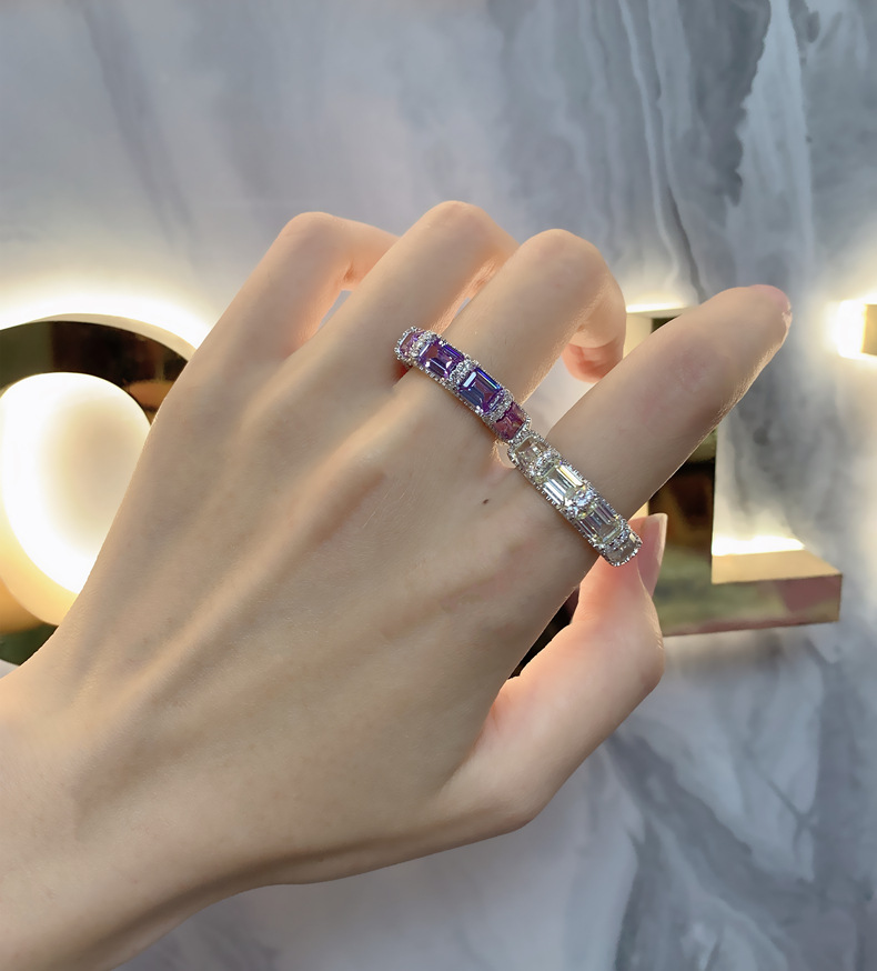 2024 Top Sell Wedding Rings Luxury Fine Jewelry Real 100% 925 Sterling Silver Emerlad Moissanite Diamond Gemstones Party Eternity Women Engagement Ban