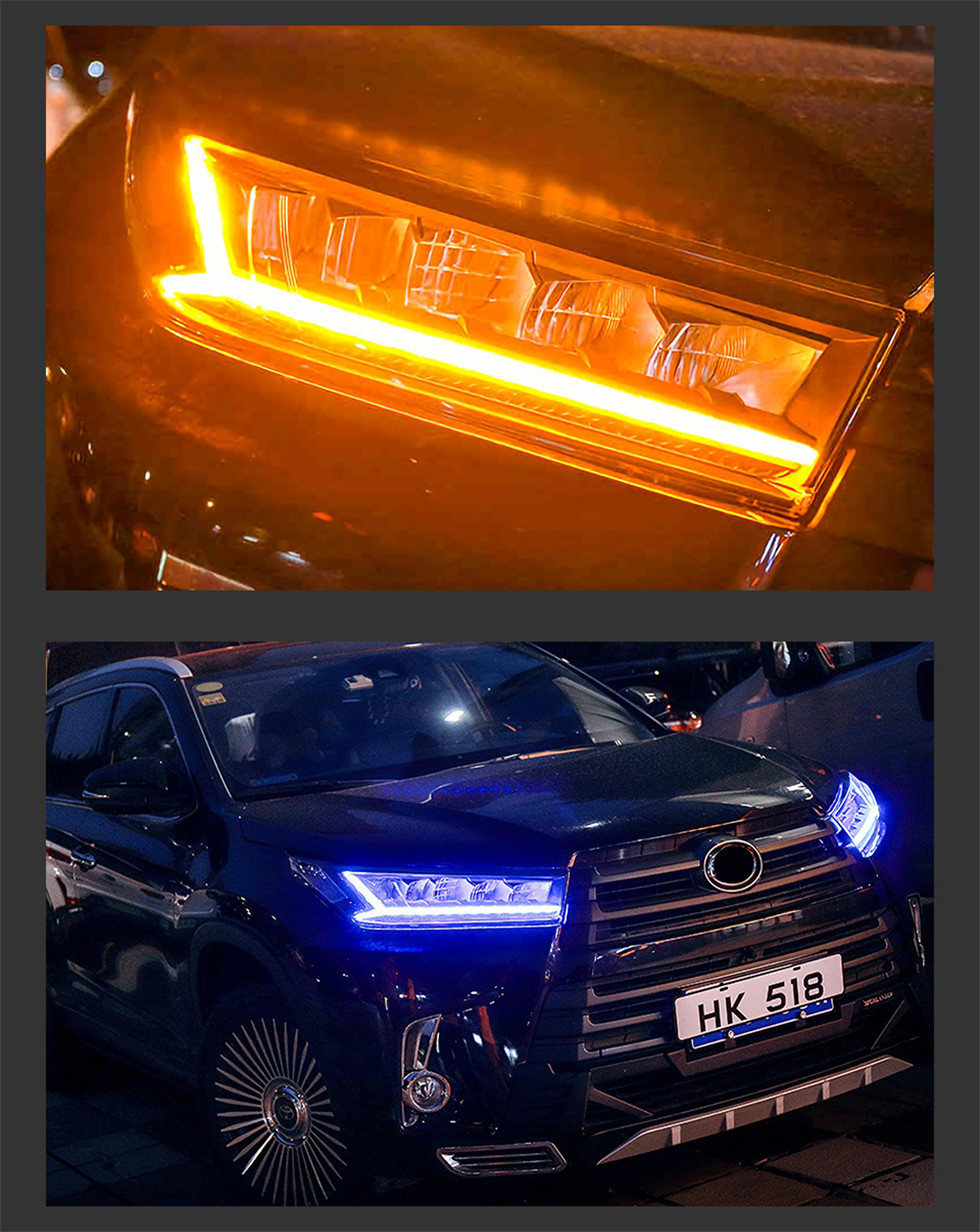 Car Styling for Toyota Highlander 20 18-20 20 Kluger LED Headlight DRL Animation Blue Running Lights Dynamic Signal Assembly