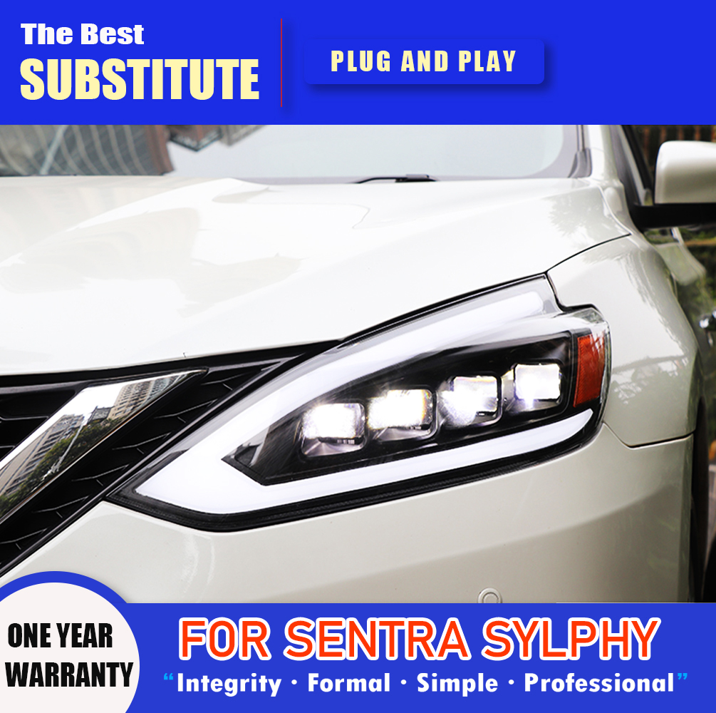 Front Lamp Daytime Running Light Streamer Turn Signal For Nissan Sylphy LED Headlight 16-19 Sentra High Beam Angel Eye Projector Lens