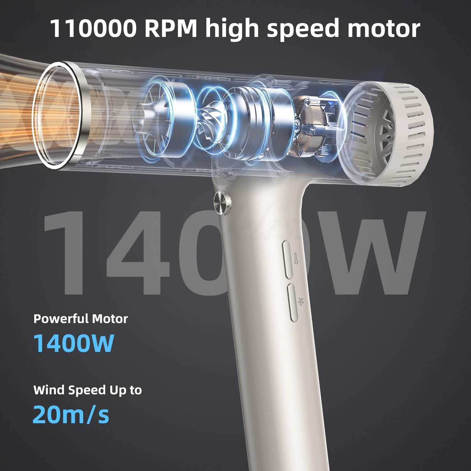 Hair Dryers 5 In 1 Hair Dryer Air Curler High Speed 110000RPM Brushless Hairdryer Negative Ionic Hair Care Blow Dryer Curling Wand 240401