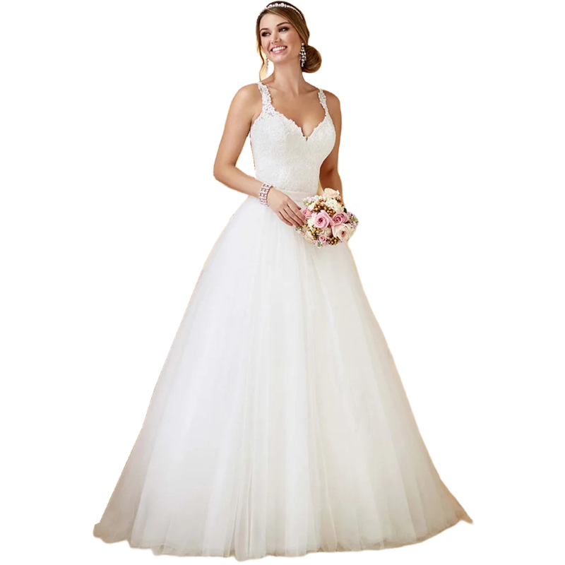 2 In 1 Beach Wedding Dress With Detachable Skirt See Through Back Long Tulle Bridal Gown Lace Appliques Sleeveless Straps Short Vestidos De Mariee