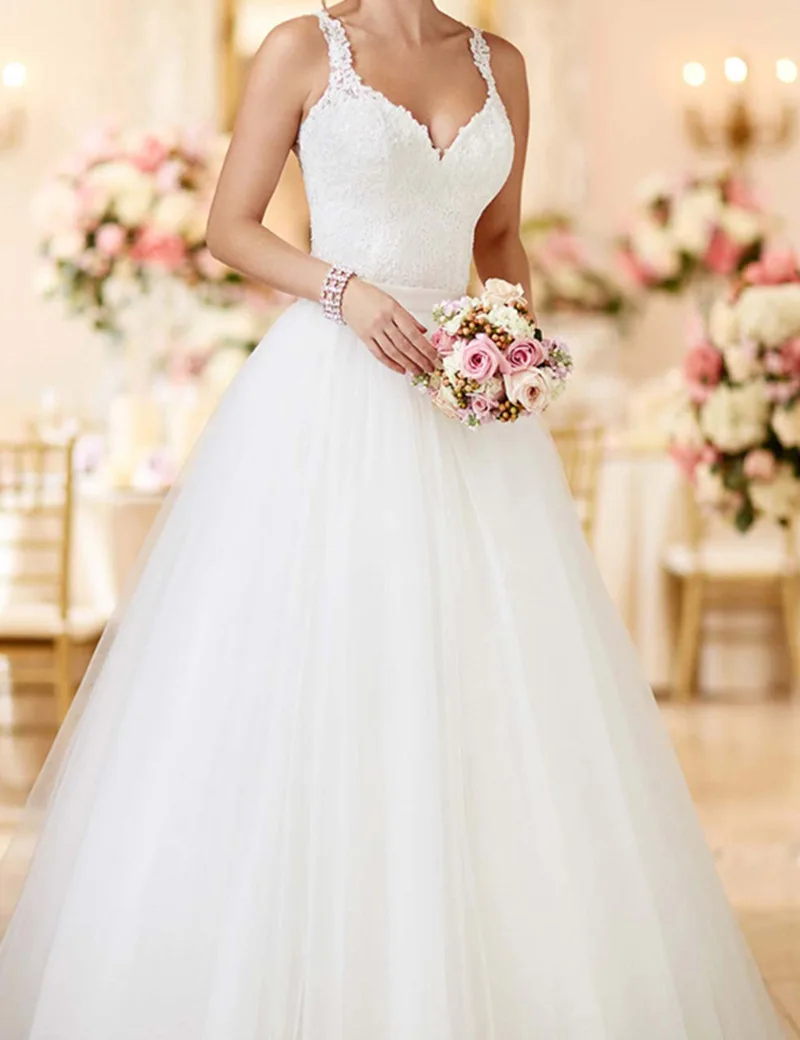 2 In 1 Beach Wedding Dress With Detachable Skirt See Through Back Long Tulle Bridal Gown Lace Appliques Sleeveless Straps Short Vestidos De Mariee