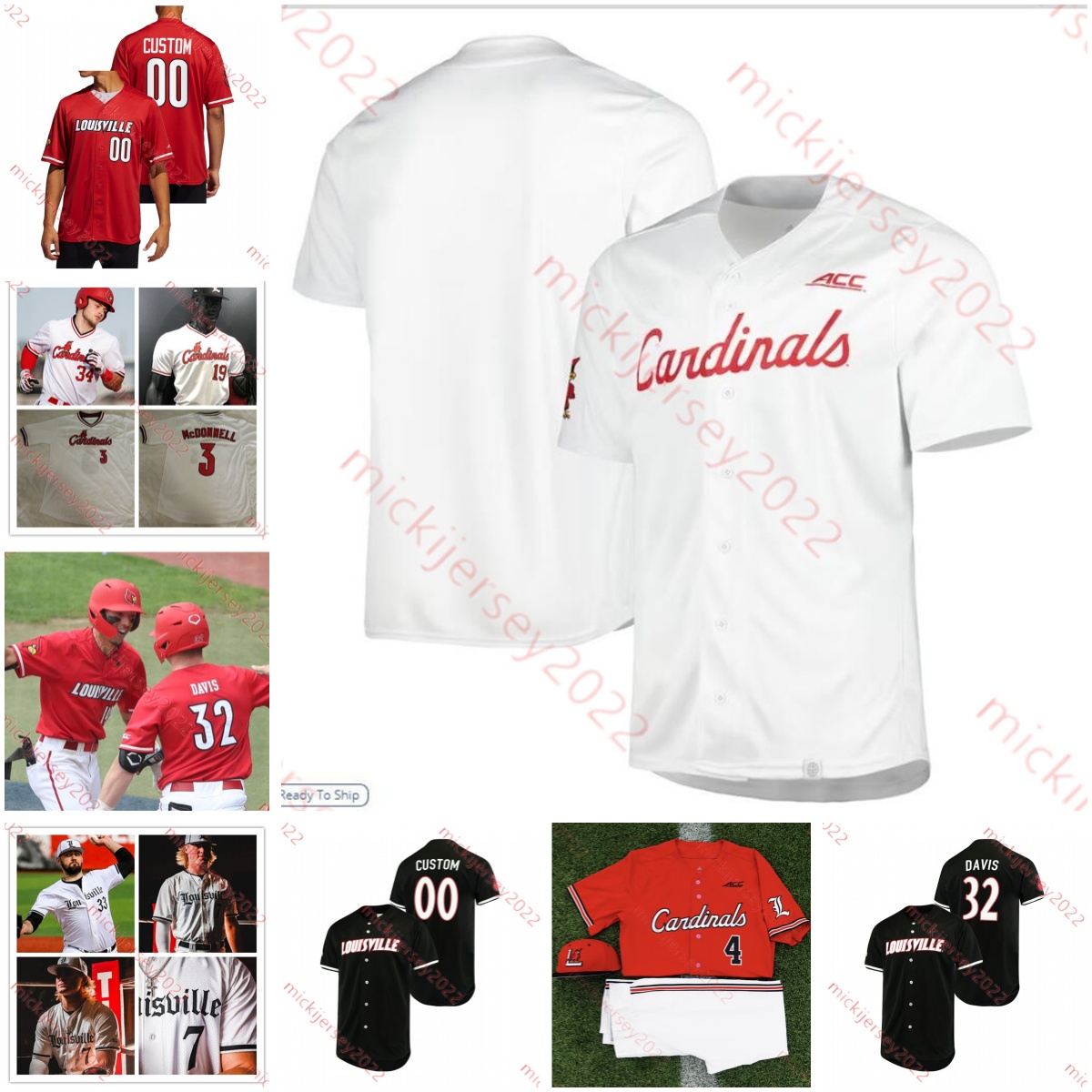 Adam Duvall Louisville Cardinals Baseball Jersey Ben Metzinger Jack Payton Levi Usher Cameron Masterman Dalton Rushing Ben Bianco Mens Custom Louisville Jersey