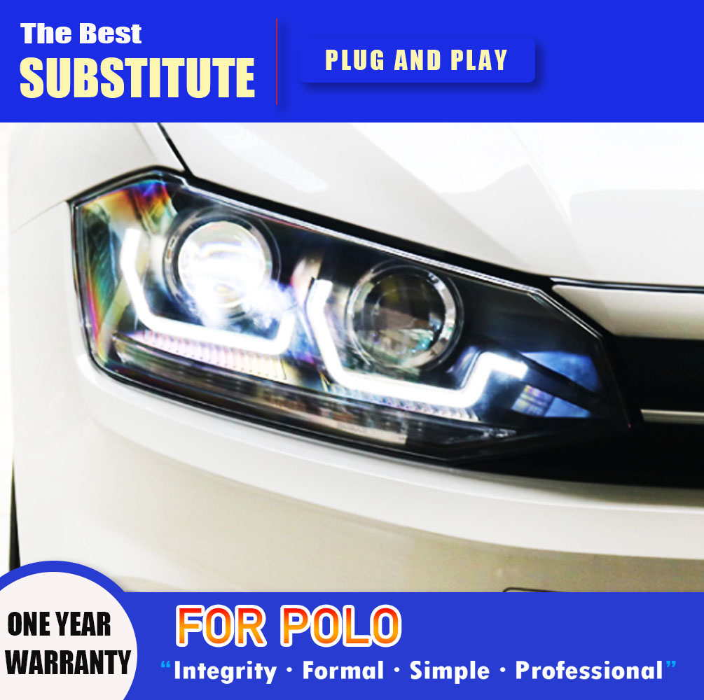 Car Accessories Front Lamp For Volkswagen POLO LED Headlight Assembly 19-20 Daytime Running Lights Streamer Turn Signal Indicator