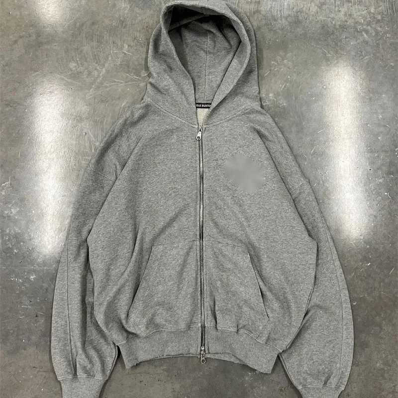 Men's hoodie sweatshirt Autumn/winter new edition minimalist embroidered two-way zipper hoodie oversized L23116