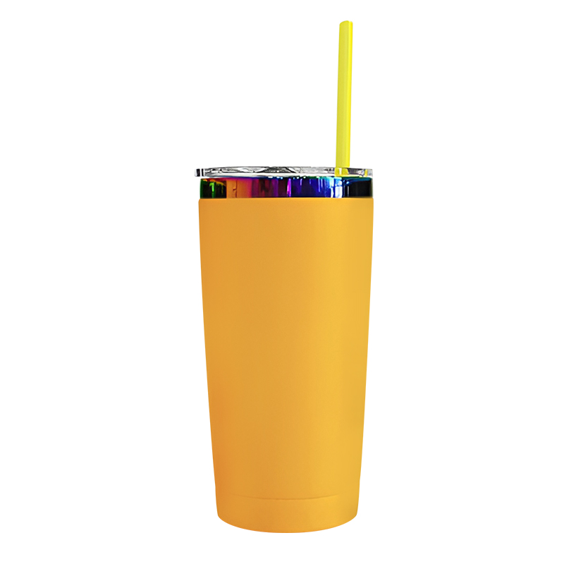 20oz Rainbow Base mugs Powder Coated Tumbler Stainless Steel Tumbler Beer Coffee Mugs with Lid Electroplated cup