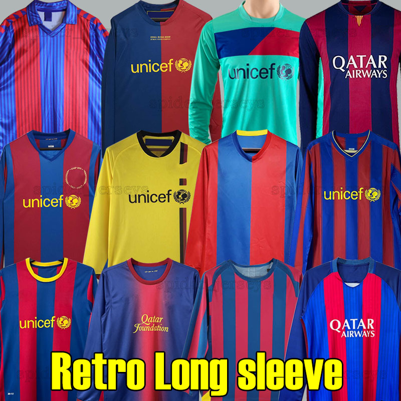 Retor Long sleeve Soccer Jerseys 1991 92 XAVI A.INIESTA 2005 06 07 08 09 DANI ALVES Football Shirts 2010 11 12 13 RONALDINHO A. INIESTA STOICHKOV 2016 17 HENRY Men Uniforms