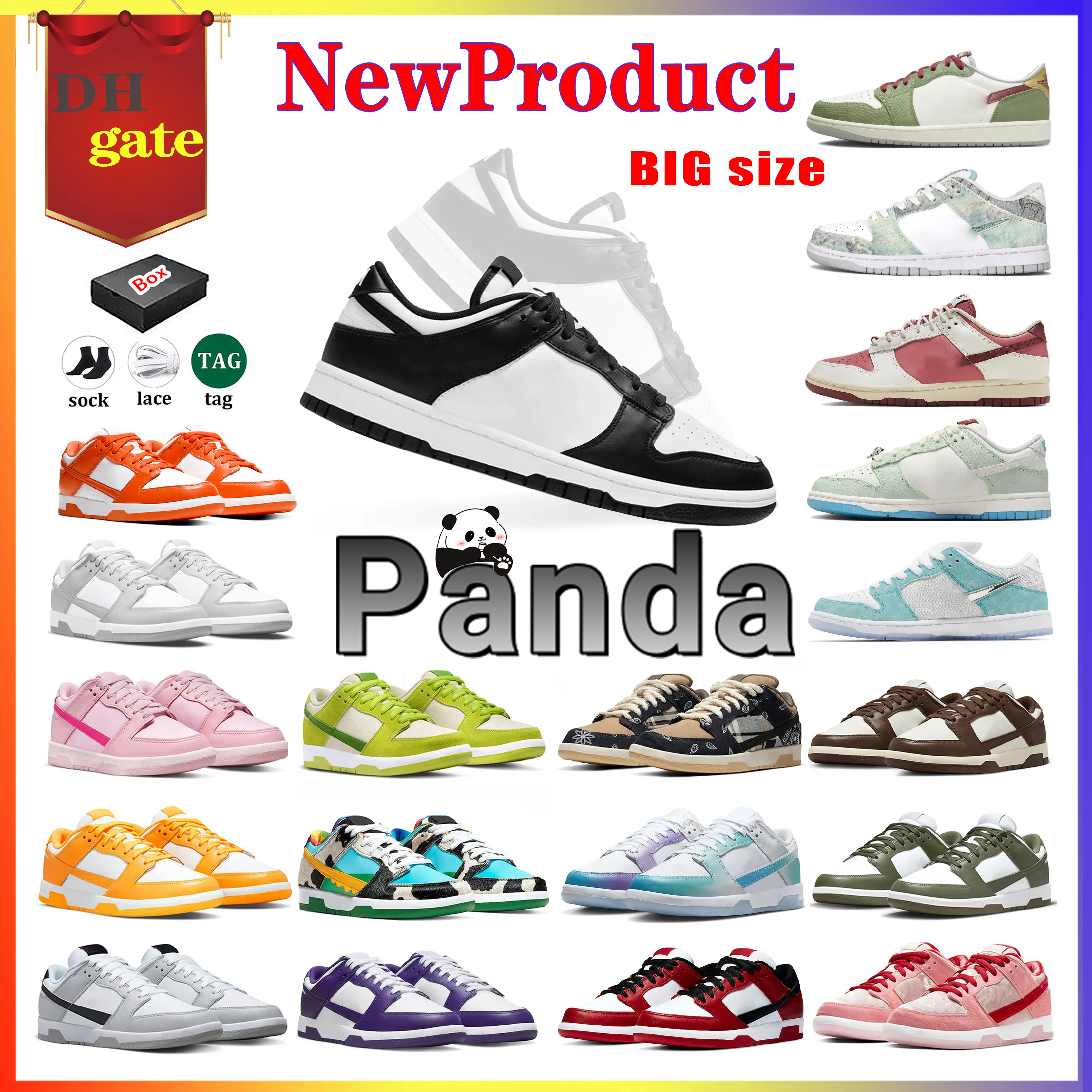 with BOX Big Size 13 14 Running Shoes Black White Panda Gum Orange Lobster Cherry Valentines Day Grey Fog Green Mens Womens Sneakers Trainers 36-48 Dhgate