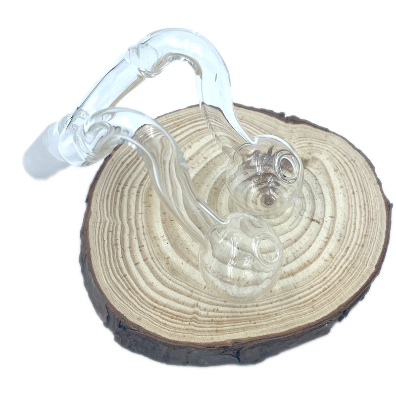 14mm Male Double bowls Glass Oil Burner Pipe Transparent Clear Tobacco Bent Bowl Hookah Adapter Thick Bong Pipes Smoking Shisha Tubes