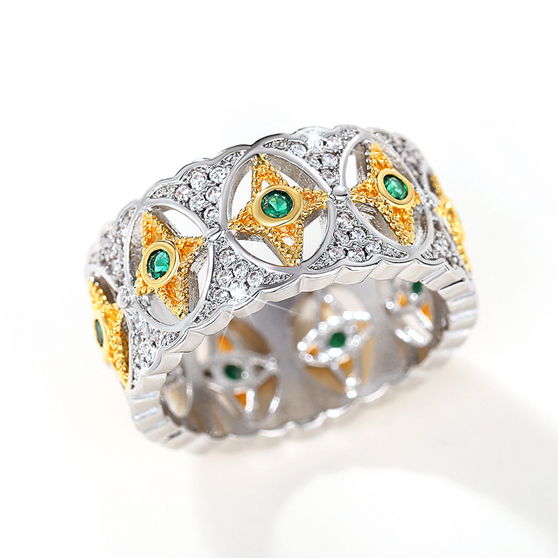 2024 Choucong Brand Court Wedding Rings Vintage Jewelry 925 Sterling Silver Round Cut Emerald CZ Diamond Gemstones Party Hollow Women Bridal Ring For 