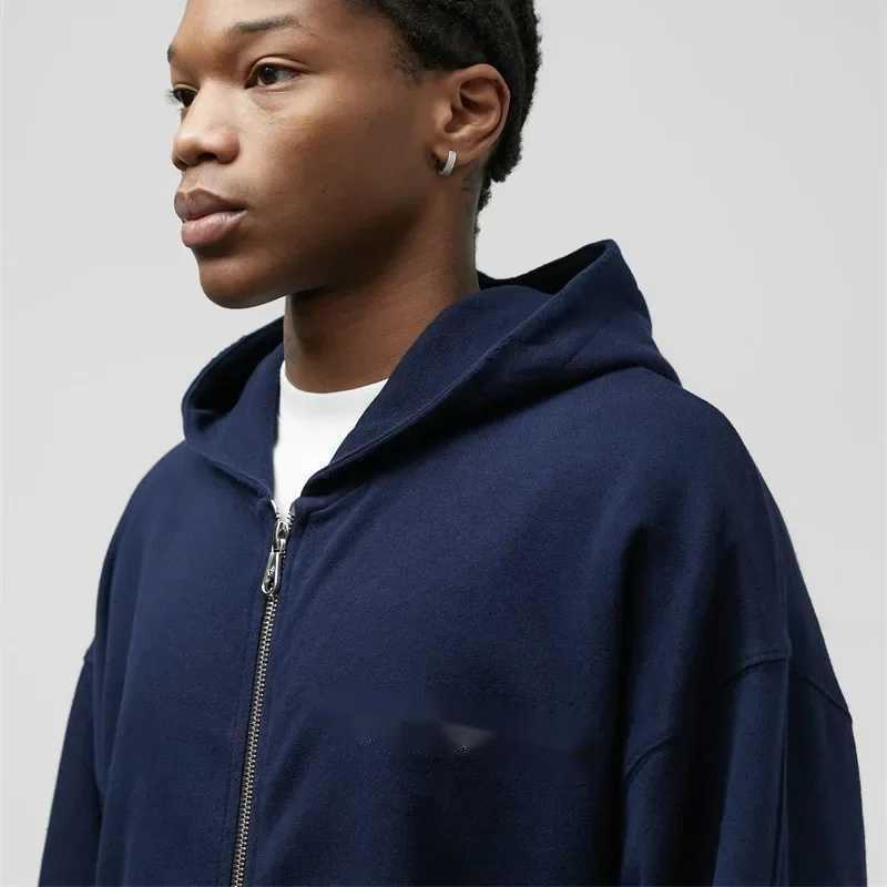 Men's hoodie sweatshirt Autumn/winter new edition minimalist embroidered two-way zipper hoodie oversized L23116
