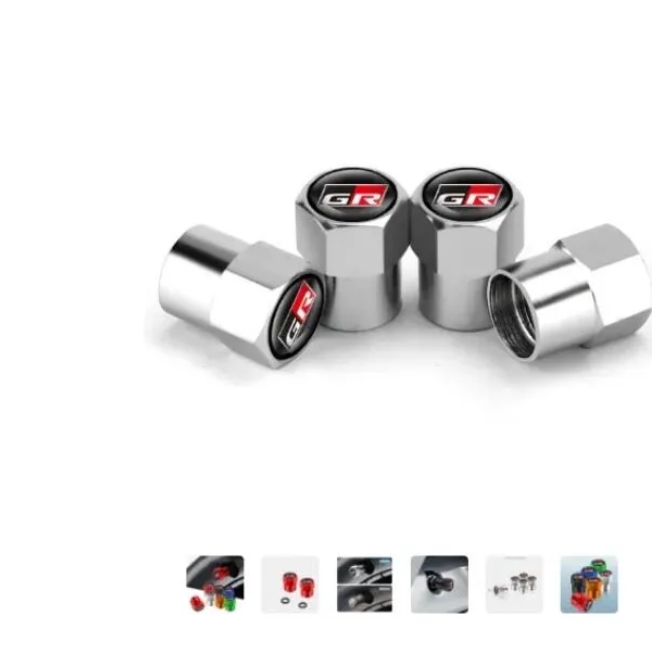 Car Styling Tire Valve Caps For GR Sport logo Toyota Gazoo racing Yaris Corolla hilux supra chr accessorie