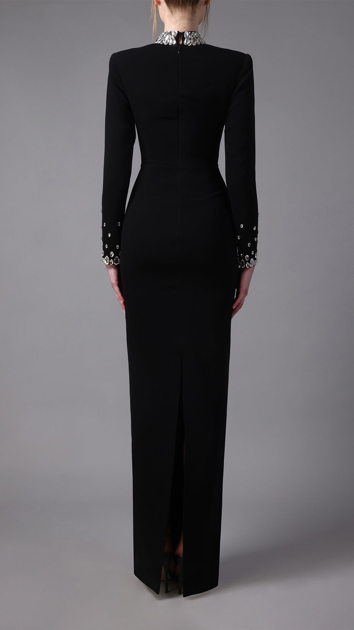 Vintage Women Evening Dresses High Collar Long Sleeves Prom Gowns Crystal Beside Side Dress For Party Custom Made robe de soiree