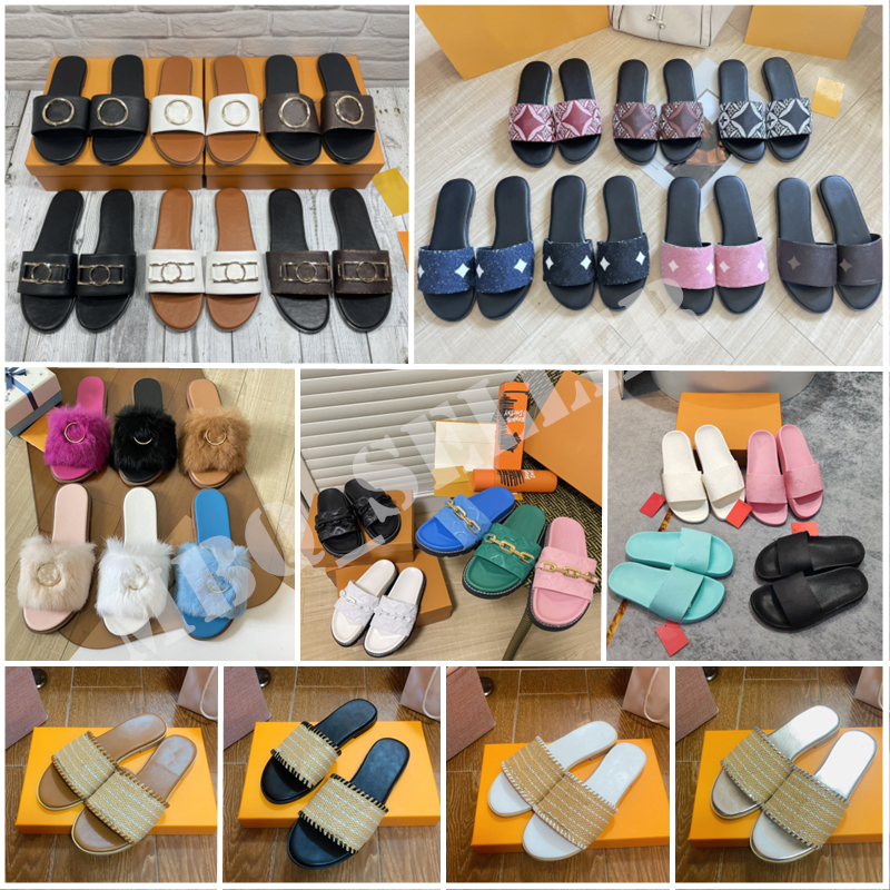 Women Designers Slippers Rubber Sandal Flat Slipper Fashion Beach Slippers Lady Sandals designer shoes Luxury Slide Size 35-43
