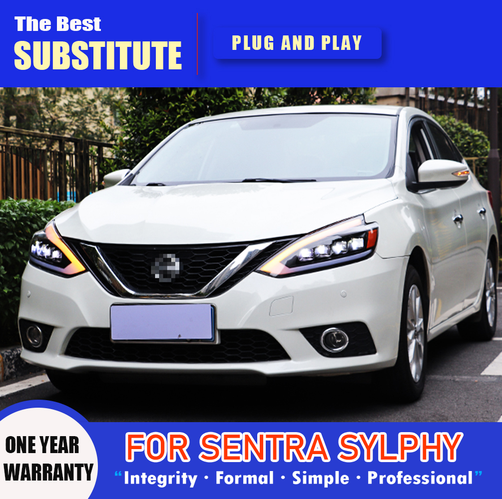 Front Lamp Daytime Running Light Streamer Turn Signal For Nissan Sylphy LED Headlight 16-19 Sentra High Beam Angel Eye Projector Lens