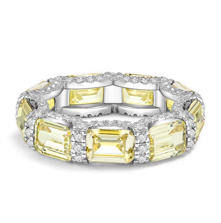 2024 Top Sell Wedding Rings Luxury Fine Jewelry Real 100% 925 Sterling Silver Emerlad Moissanite Diamond Gemstones Party Eternity Women Engagement Ban