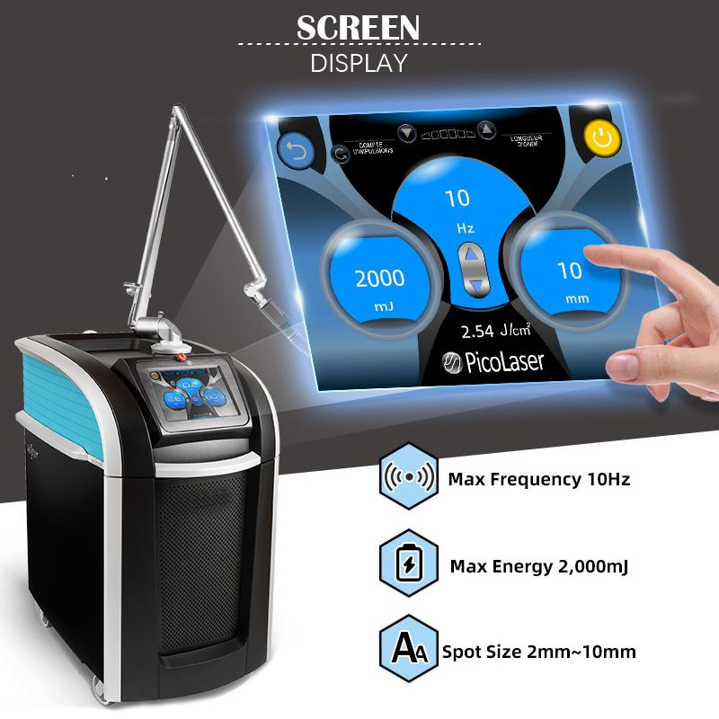 2024 New Model Nd Yag Picosecond Laser Fast Painless Tattoo Removal Mole Spot Elimination Super Picolaser Skin Whitening Carbon Peel Salon