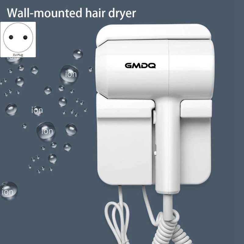 Hair Dryers GMDQ Hot Cold Wind Blow Hair Dryer Electric Wall Mount Bathroom Hotel Negative Ion Blower with USB Bracket Black EU Plug 240401