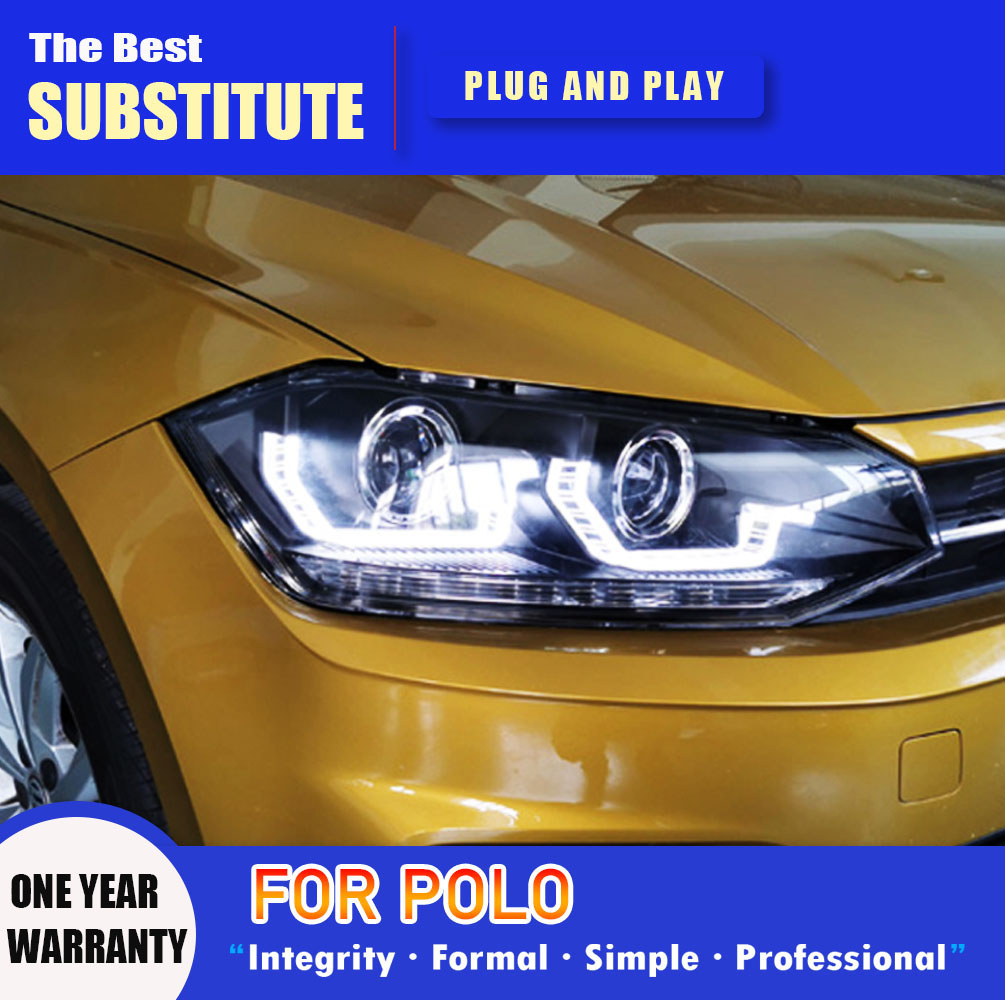 Car Accessories Front Lamp For Volkswagen POLO LED Headlight Assembly 19-20 Daytime Running Lights Streamer Turn Signal Indicator