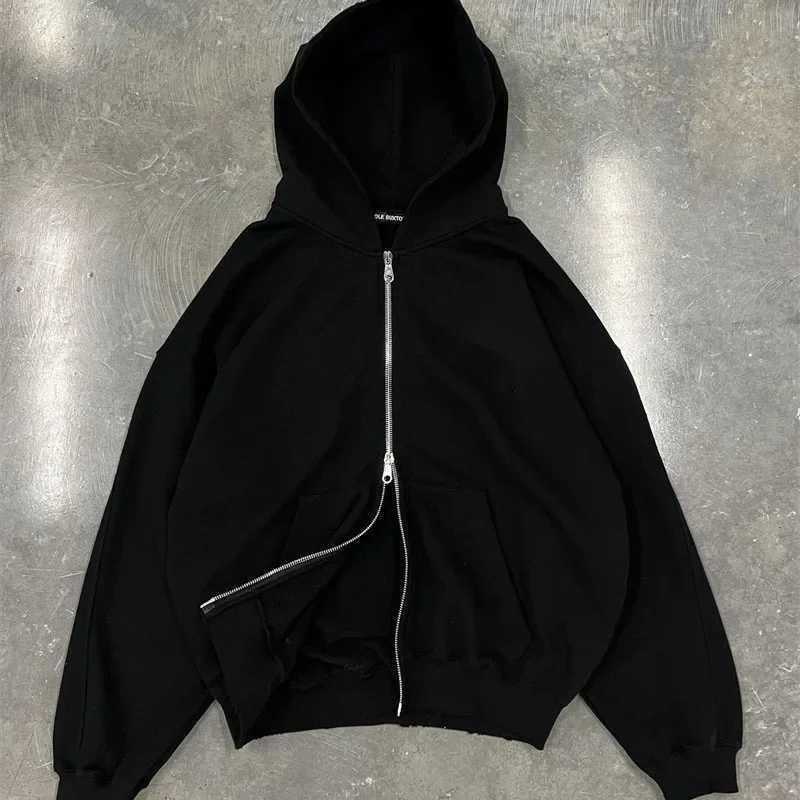 Men's hoodie sweatshirt Autumn/winter new edition minimalist embroidered two-way zipper hoodie oversized L23116