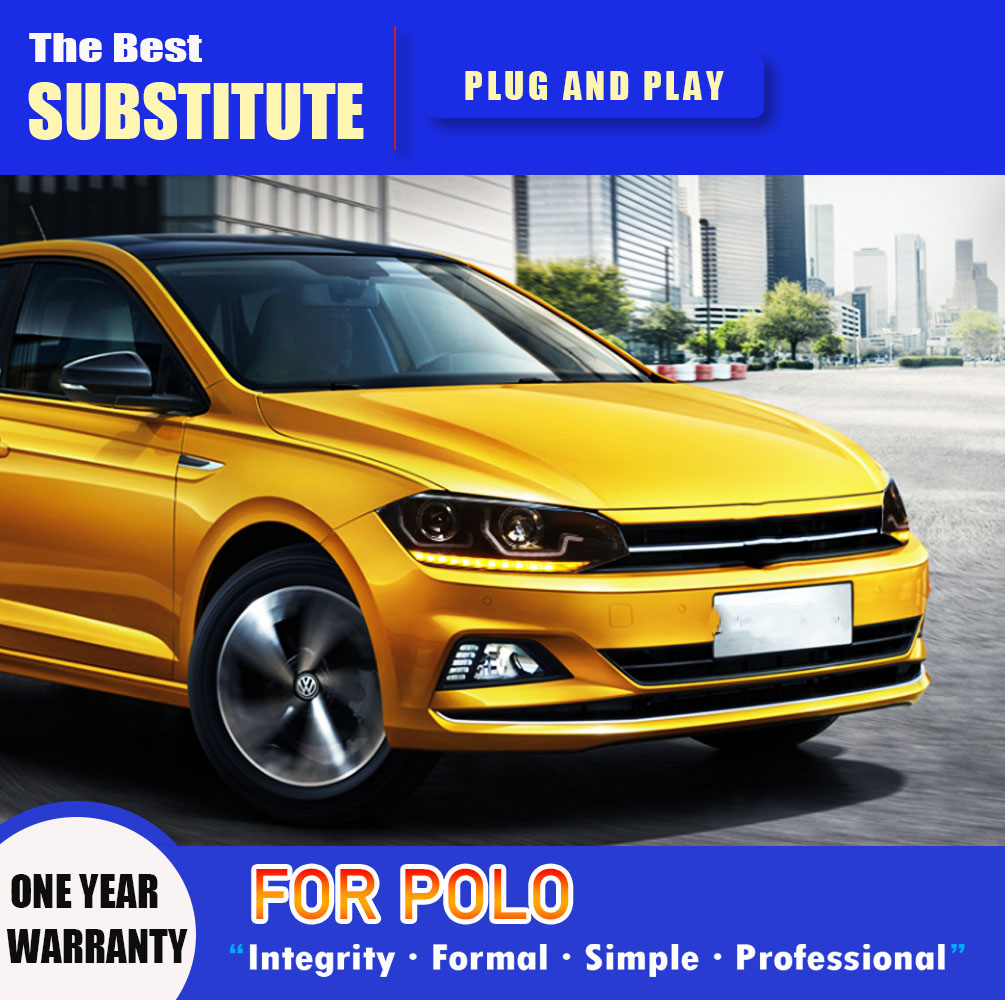 Car Accessories Front Lamp For Volkswagen POLO LED Headlight Assembly 19-20 Daytime Running Lights Streamer Turn Signal Indicator