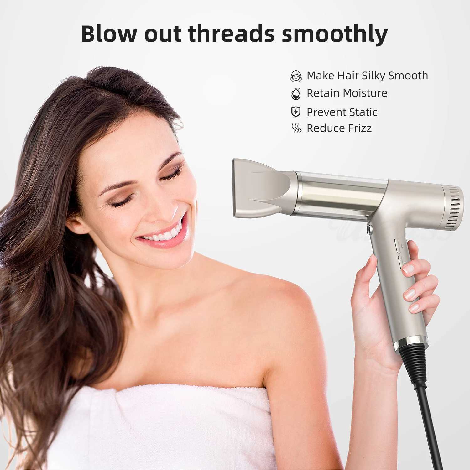 Hair Dryers Hair Dryer with Diffuser Ionic Blow Dryer High-Speed Brushless Hairdryer Low Noise Air Blower 5 In 1 Hair Styler Curling Wand 240401