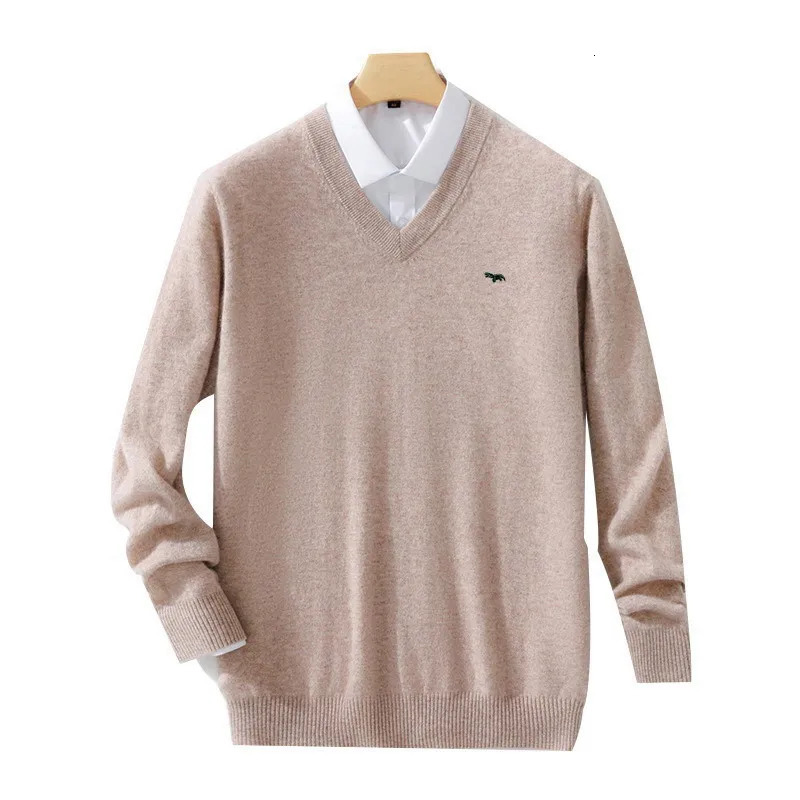 Plus Size 5XL Mens 60 Mink Cashmere Sweater VNeck Pullovers Knit Winter Long Sleeve HighEnd Jumpers Woollen Bottoming Shirt 240220