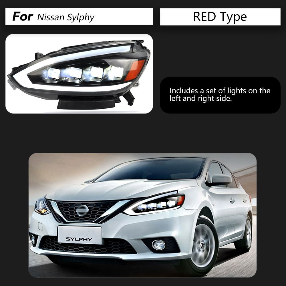 Front Lamp Daytime Running Light Streamer Turn Signal For Nissan Sylphy LED Headlight 16-19 Sentra High Beam Angel Eye Projector Lens