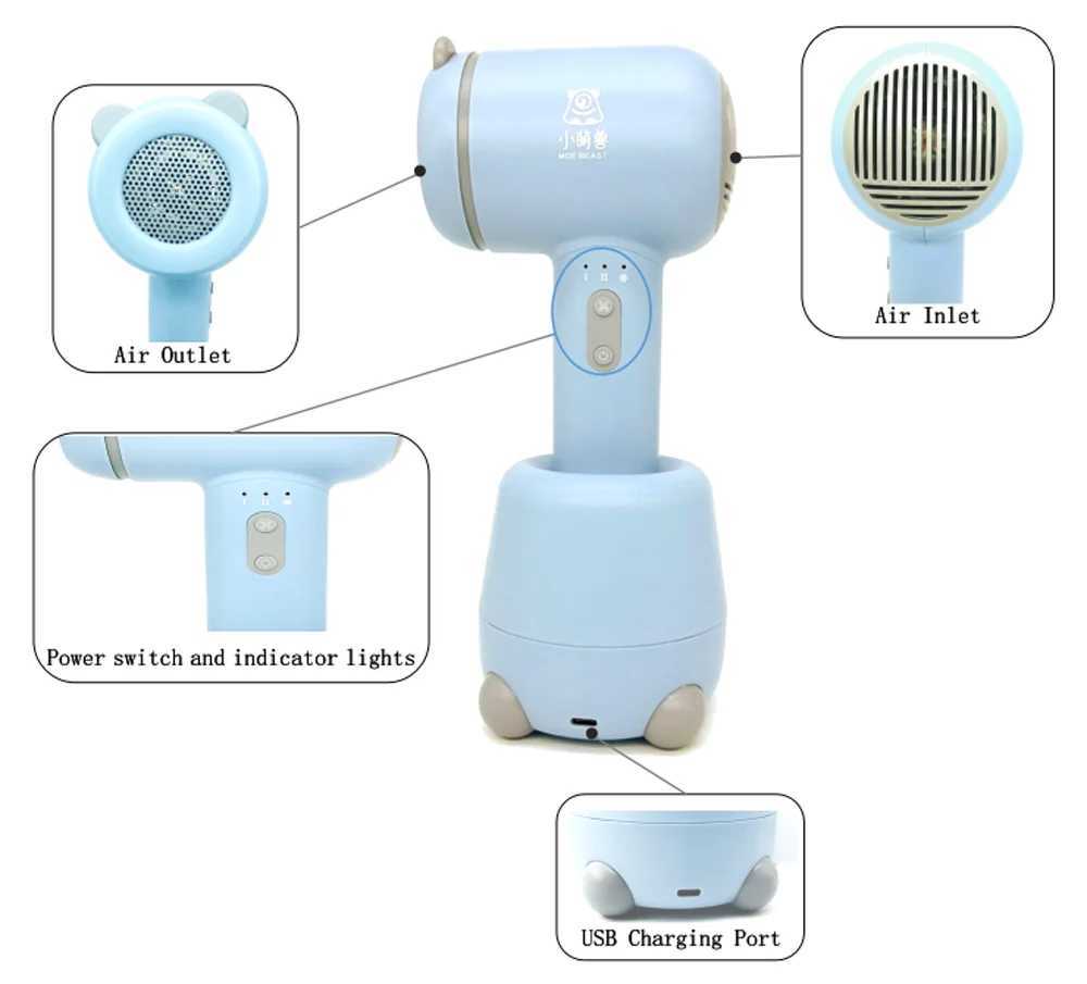 Hair Dryers (Promotion) Cordless Hair Dryer Wireless Hair Dryer Negative Irons Portable Children Travel Rechargeable Blow Dryer 240401