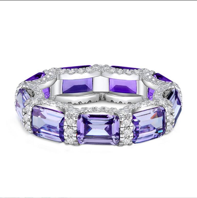 2024 Top Sell Wedding Rings Luxury Fine Jewelry Real 100% 925 Sterling Silver Emerlad Moissanite Diamond Gemstones Party Eternity Women Engagement Ban