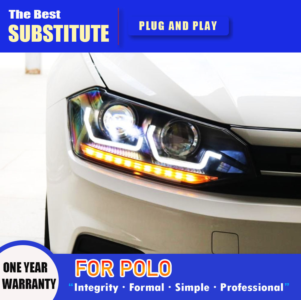 Car Accessories Front Lamp For Volkswagen POLO LED Headlight Assembly 19-20 Daytime Running Lights Streamer Turn Signal Indicator