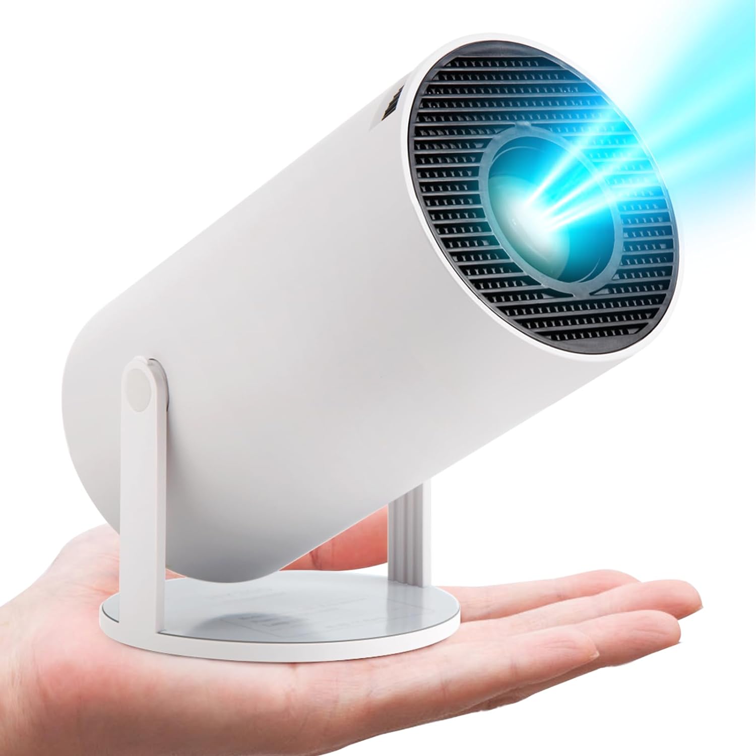 HY300 Pro Portable Projector BT 5.0 Android 11.0 With 2.4/5G WiFi6 Round Design Movie Projector 40"-130" Screen,180° Flip PK Android TV BOX