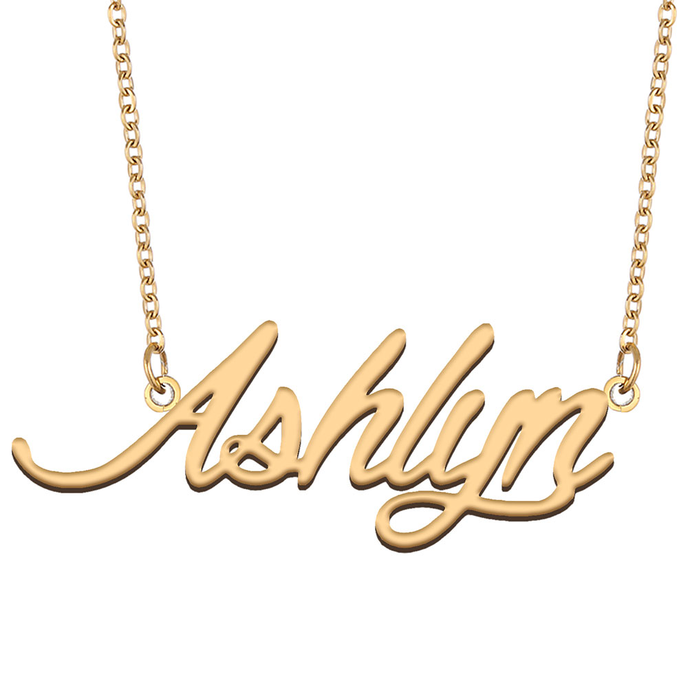Ashlyn Name Necklace Custom Nameplate Pendant for Women Girlfriend Gifts Children Best Friends Jewelry 18k Gold Plated Stainless Steel