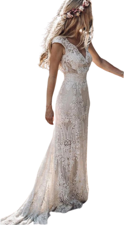 Vintage Berta Full Lace Mermaid Wedding Dresses Bridal Gowns V Neck Cap Sleeve Bohemian Beach Garden Custom Made vestido de n