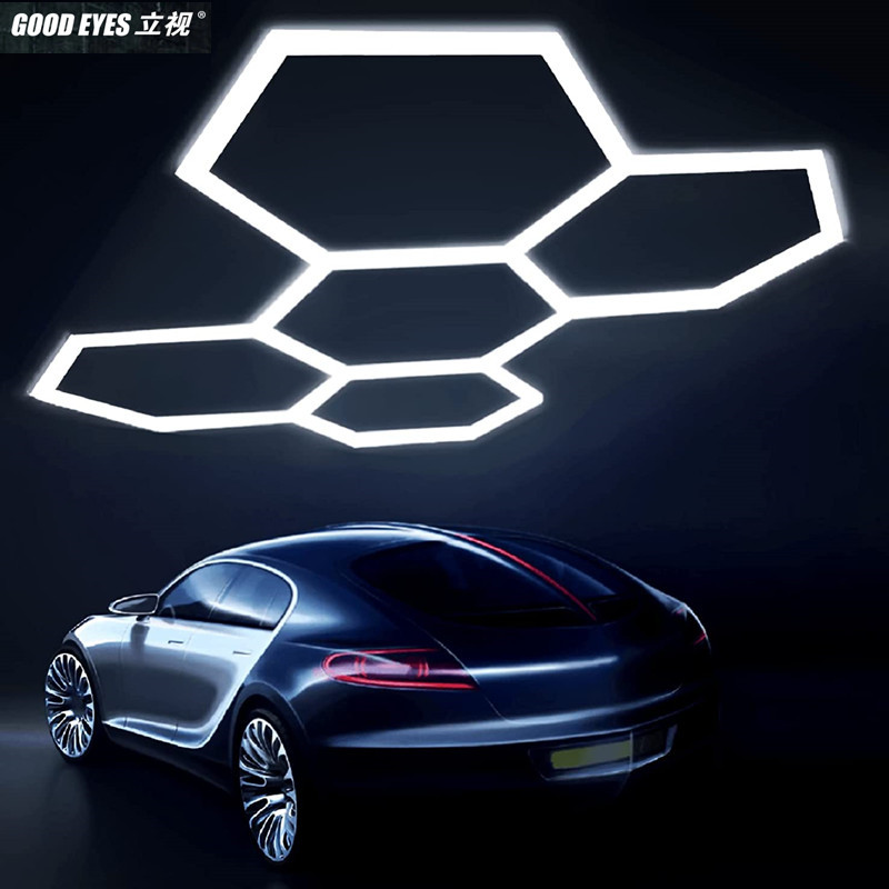 Honeycomb Led Light Garage Light Hexagon Wash Station Decoration Hexagon Led Light for Workshop Car Showroom Car Detailing Ceiling Customized