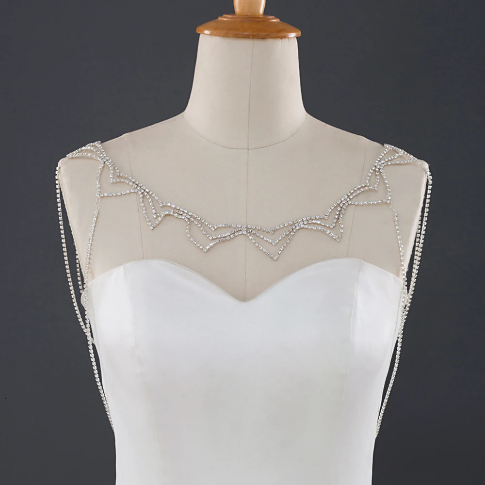 TOPQUEEN SG15 Sexy Elegant Necklace Plus Size Shoulder Ornament Rhinestones Necklace with Extension Chain Accessories for Bride 240223