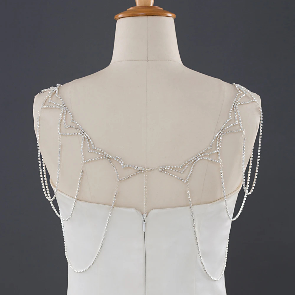 TOPQUEEN SG15 Sexy Elegant Necklace Plus Size Shoulder Ornament Rhinestones Necklace with Extension Chain Accessories for Bride 240223