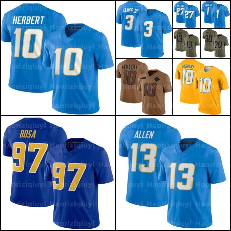 10 Justin Herbert Quentin Johnston Football Jersey Derwin James Joey Bosa Austin Ekeler Mike Williams LaDainian Tomlinson Khalil Mack Samuel Jr