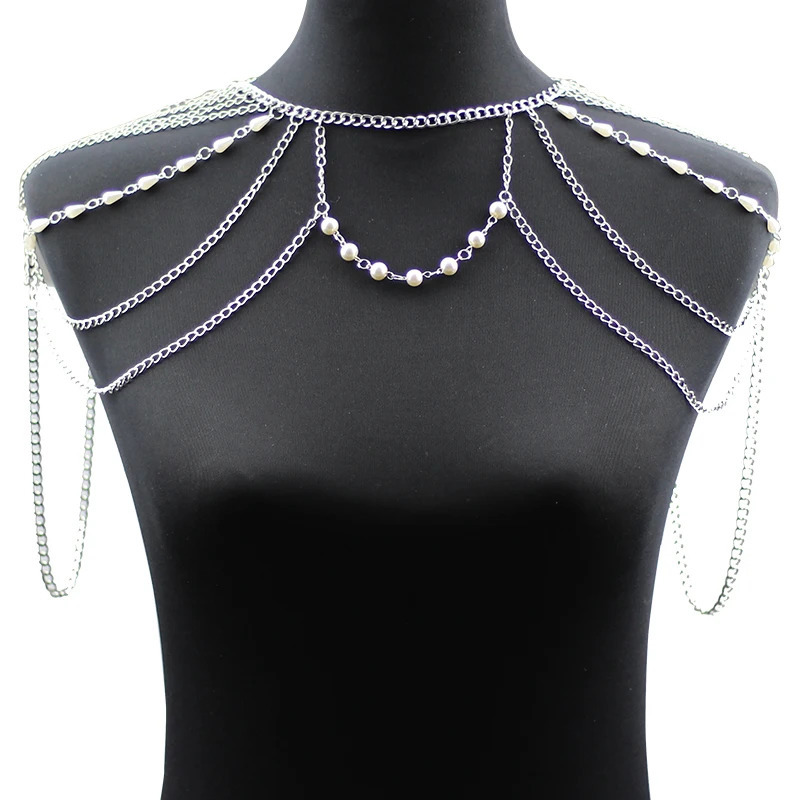 Shoulder Chain Necklaces Pendants beads Chains Punk Necklace Fashion Party Shoulder Accessories 240223