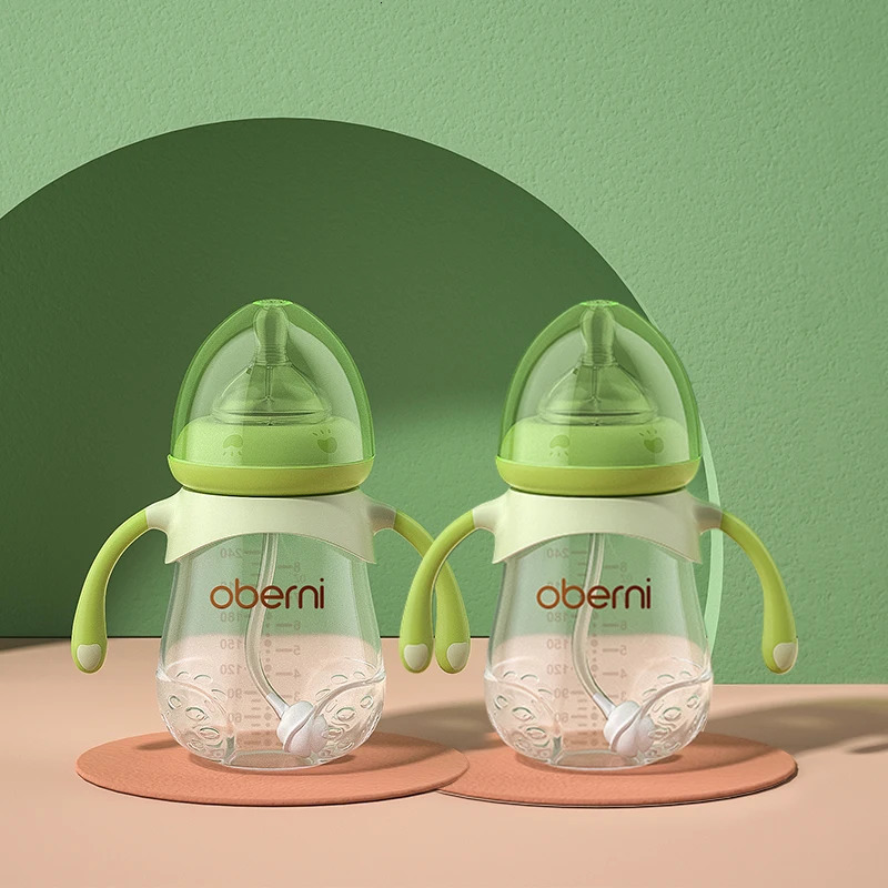 Oberni PP Material Anti drop bloating Handle Nursing Bottle 240ml 2pcs Bpa Free Baby Milk feeding bottle 240223