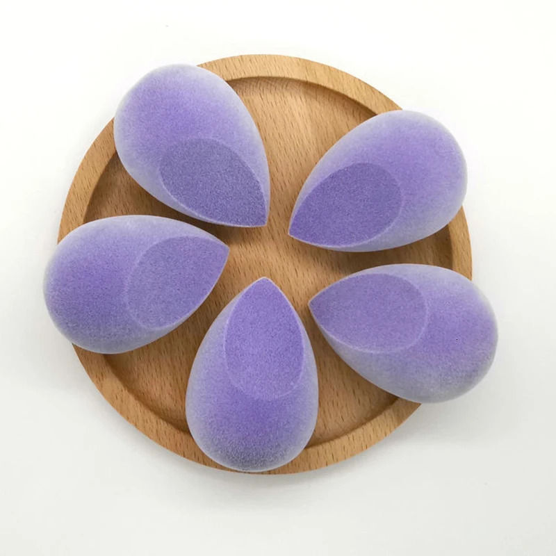 Wholesale Custom Microfiber Make Up Sponge Beauty Egg Flocking Makeup Sponge Velvet Flocking Blender Egg 240220