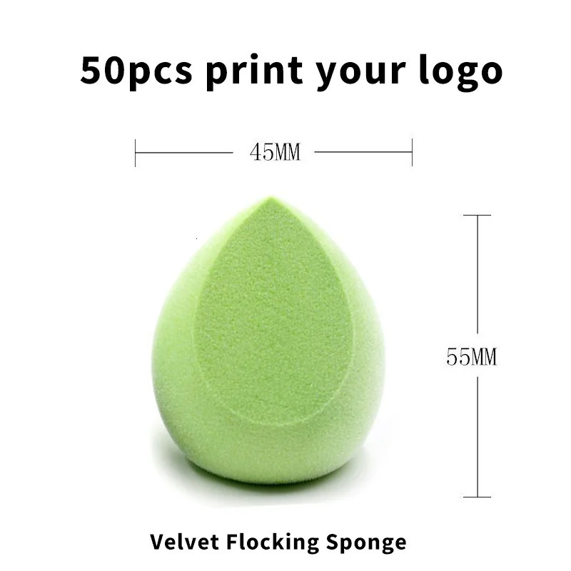 Wholesale Custom Microfiber Make Up Sponge Beauty Egg Flocking Makeup Sponge Velvet Flocking Blender Egg 240220